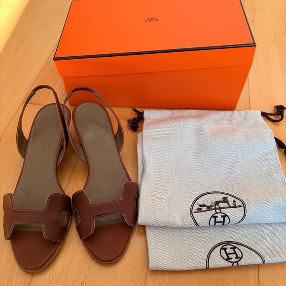 Hermes Shoes - 36.5 Hermes Brown Women's kitten heel sling back